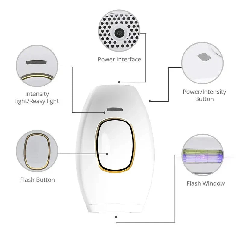 Body Bikini IPL 500,000 Flash Depilator Pulses Permanent Laser Epilator Painless for Women Hair Removal Home Use